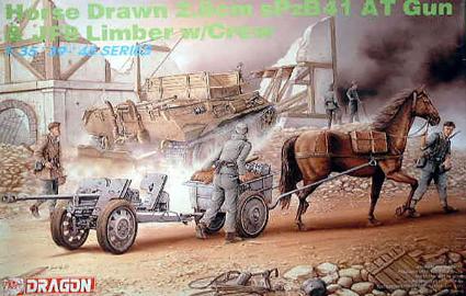 DR6079 ﾄﾞﾗｺﾞﾝ 1/35 WW.II ﾄﾞｲﾂ軍 2.8cm sPzB41 対戦車砲&ﾘﾝﾊﾞｰ w/兵士&軍馬