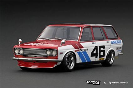 IG3063 ﾀｰﾏｯｸﾜｰｸｽ 1/18 Datsun Bluebird (510) Wagon Red/White
