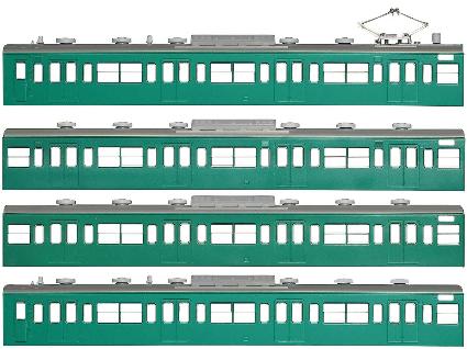 18018 国鉄(JR)103系<低運・非ユニット窓・冷改車・エメラルドグリーン> 基本4両編成ボディキットB