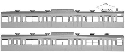 18503 国鉄(JR)103系<低運･非ﾕﾆｯﾄ窓･冷改車>  増結用ﾓﾊ2両ﾎﾞﾃﾞｨｷｯﾄ