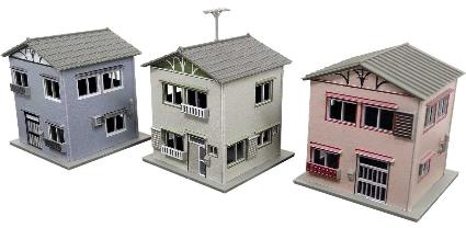 2600 着色済み 住宅ｾｯﾄC(昭和ﾓﾀﾞﾝ建築･3棟入り)