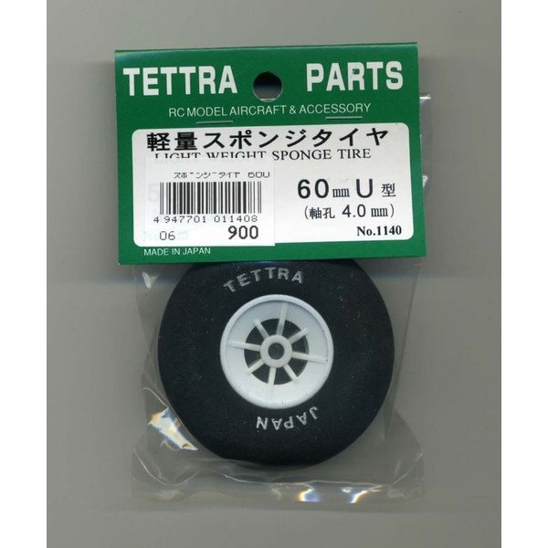 01140 軽量ｽﾎﾟﾝｼﾞﾀｲﾔ 60φU 軸径4.0mm