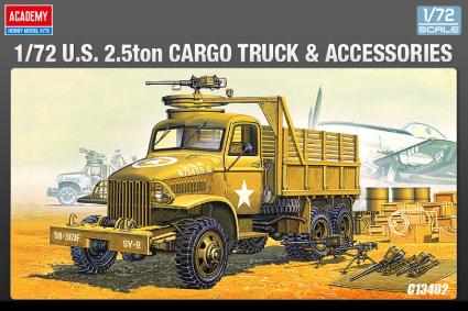 13402 ｱｶﾃﾞﾐｰ 1/72 ｱﾒﾘｶ軍 6×6ｶｰｺﾞﾄﾗｯｸ&ｱｸｾｻﾘｰ