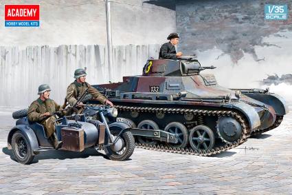 13556 ｱｶﾃﾞﾐｰ 1/35 Ⅰ号戦車B型&KS750ｻｲﾄﾞｶｰ