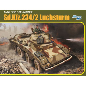 DR6696SP ﾄﾞﾗｺﾞﾝ 1/35 WW.II ﾄﾞｲﾂ軍 8輪重装甲車 Sd.Kfz.234/2 ﾙｸｽ砲塔装備 金属製車幅ﾎﾟｰﾙ/金属製発煙弾発