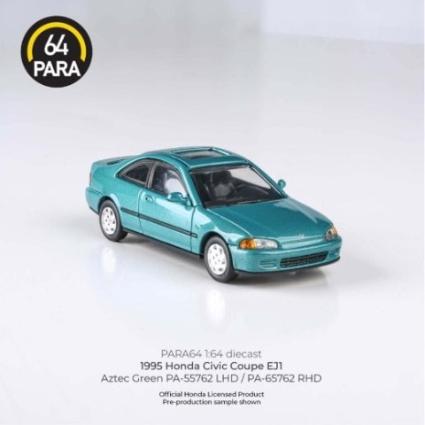 PA-65762 PARAGON 1/64 ﾎﾝﾀﾞ ｼﾋﾞｯｸ ｸｰﾍﾟ EJ1 1995 ｱｽﾞﾃｯｸｸﾞﾘｰﾝ RHD
